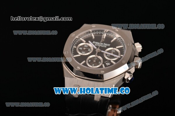 Audemars Piguet Royal Oak Chronograph 41mm Swiss Valjoux 7750 Automatic Steel Case with Stick Markers and Coffee Dial and Black Leather Strap (EF) - Click Image to Close